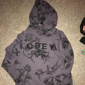 Purple obey flower hoodie